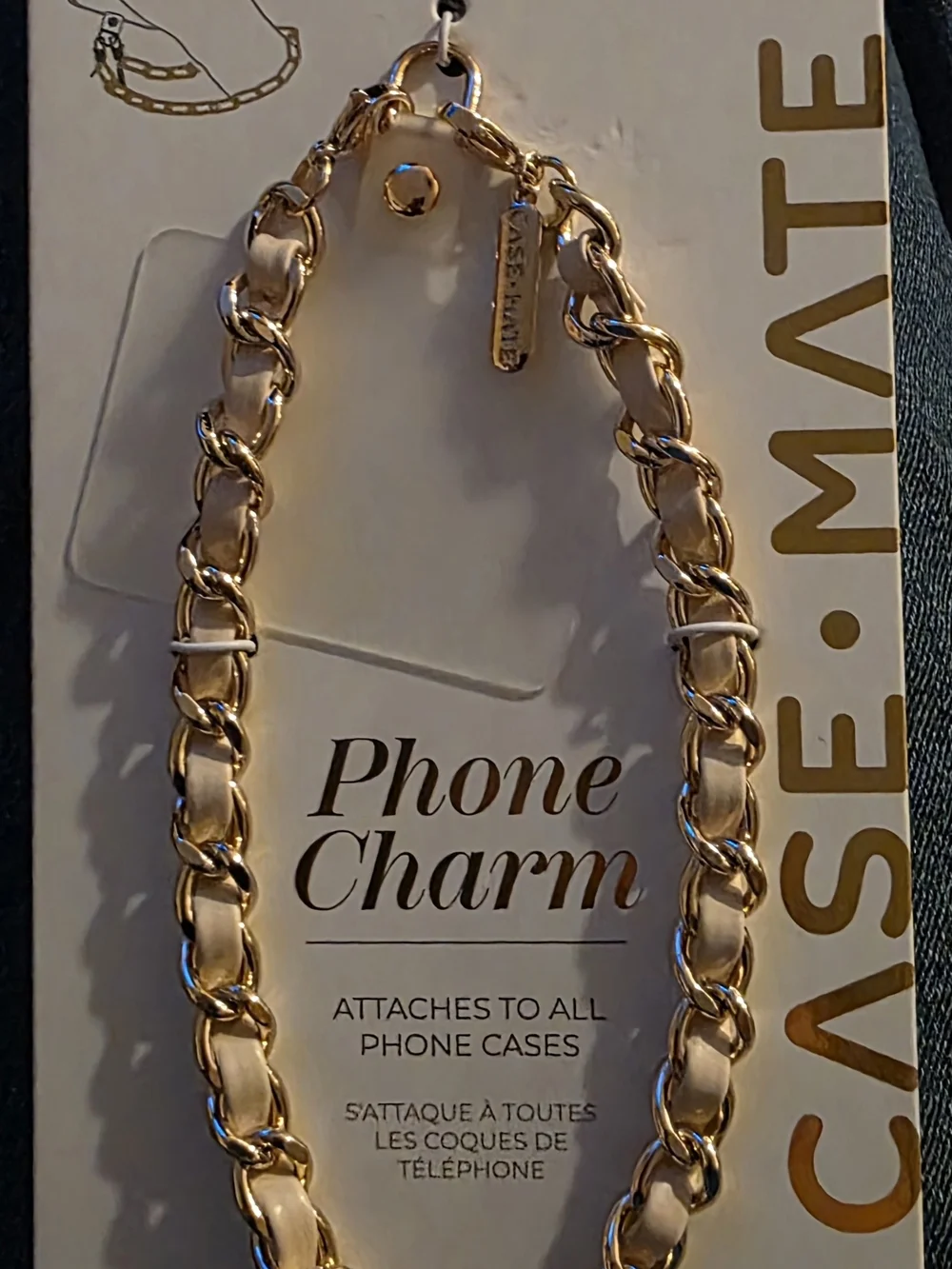 case-mate Gold Chain Wrist Lanyard with Blush Leather